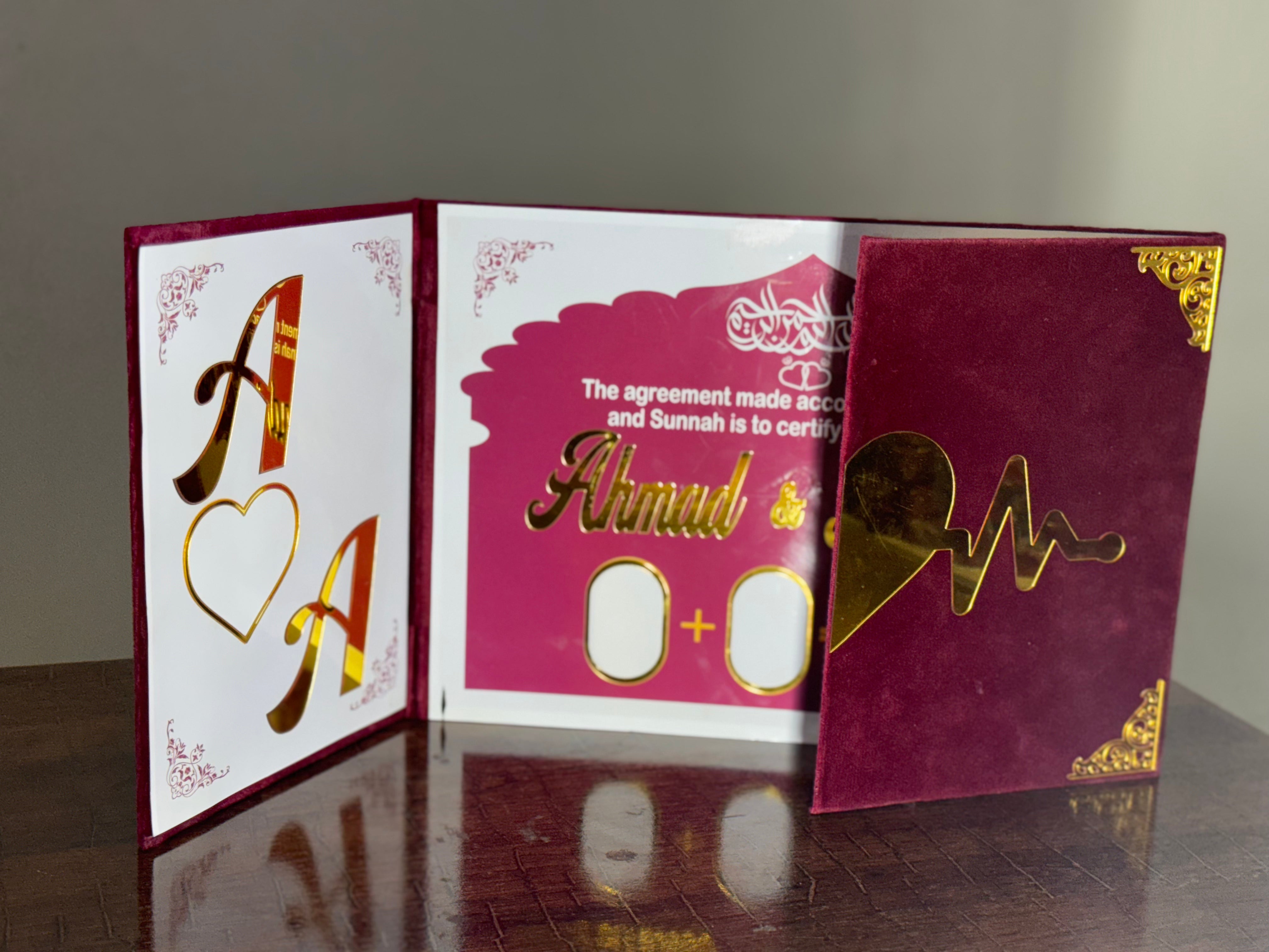 Double side fold Nikkah Booklet | Maroon