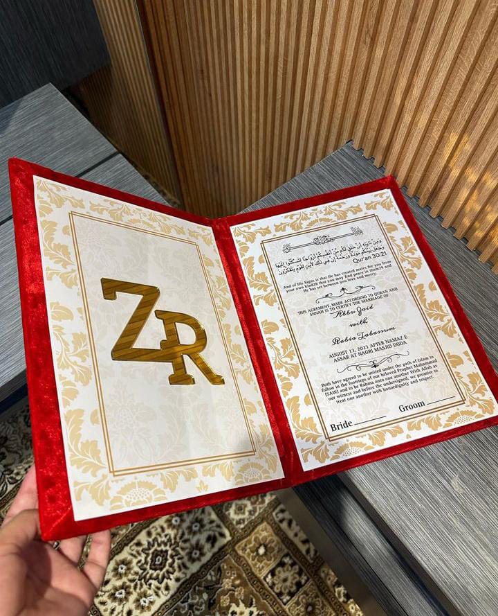 Customized Nikkah Frame Velvet Nikkah Book Thumb Board