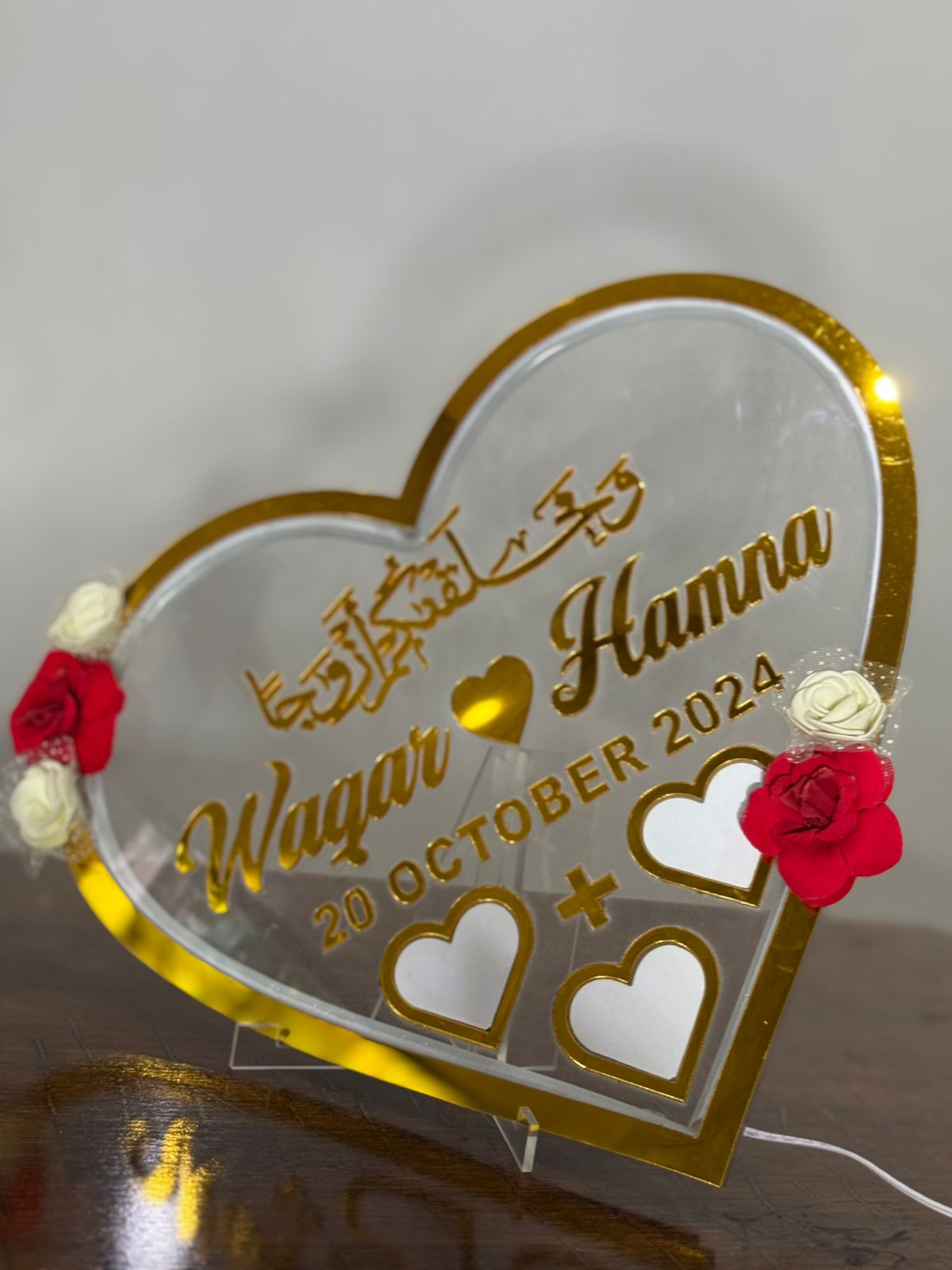 Nikah Thumb Board – Heart Shape Nikkah Plate with Flowers