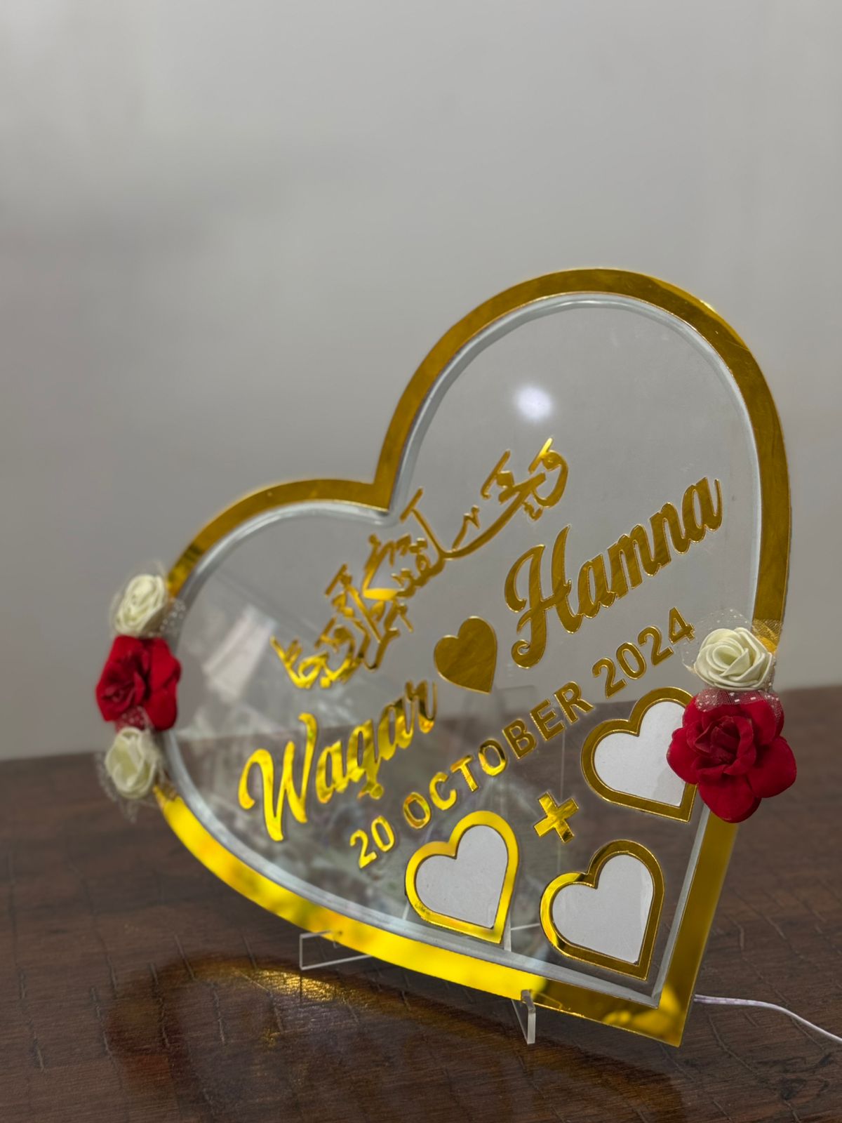 Nikah Thumb Board – Heart Shape Nikkah Plate with Flowers