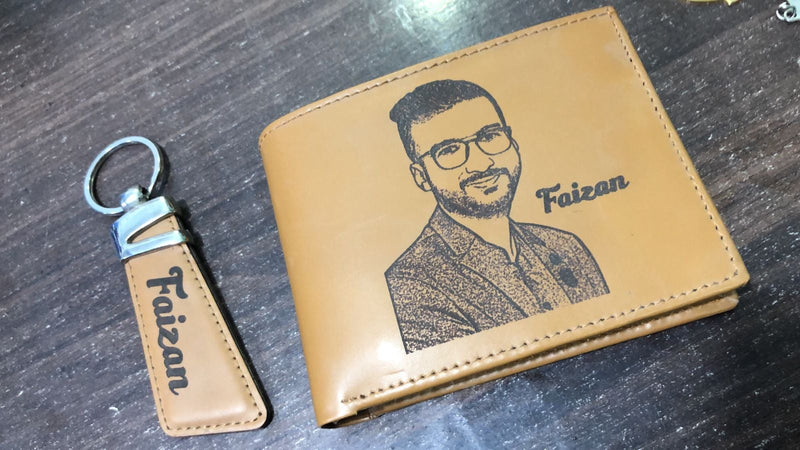 Beautiful Big Wallet + Keychain with Your Picture and Name on it with Beautiful Box