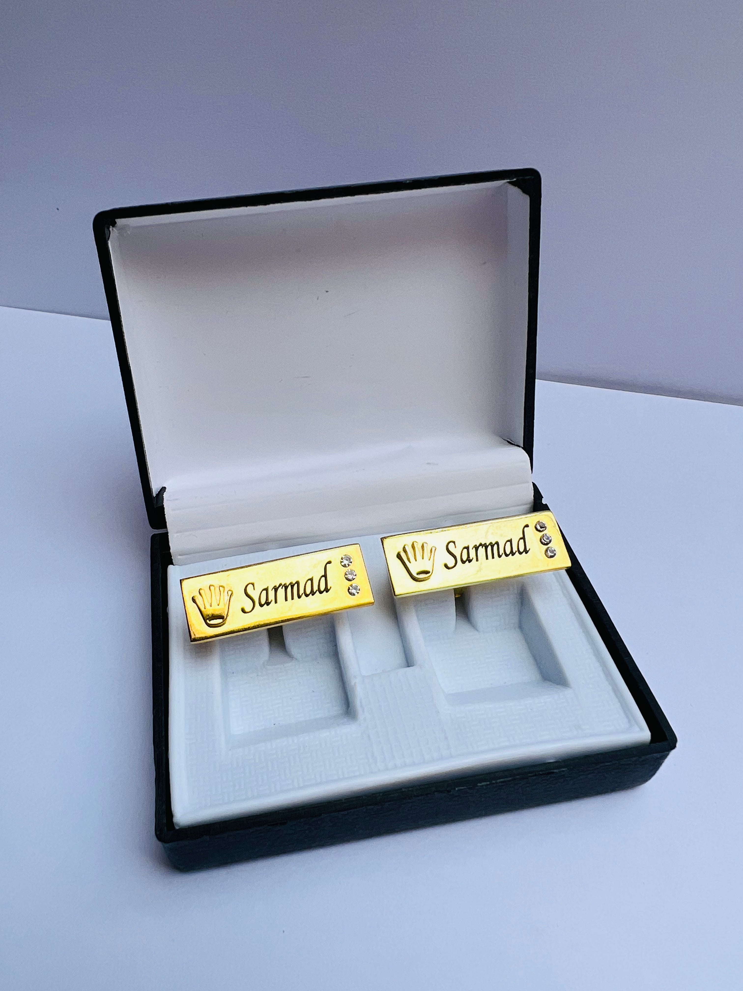 Customize Crown Engraved Name Cufflinks