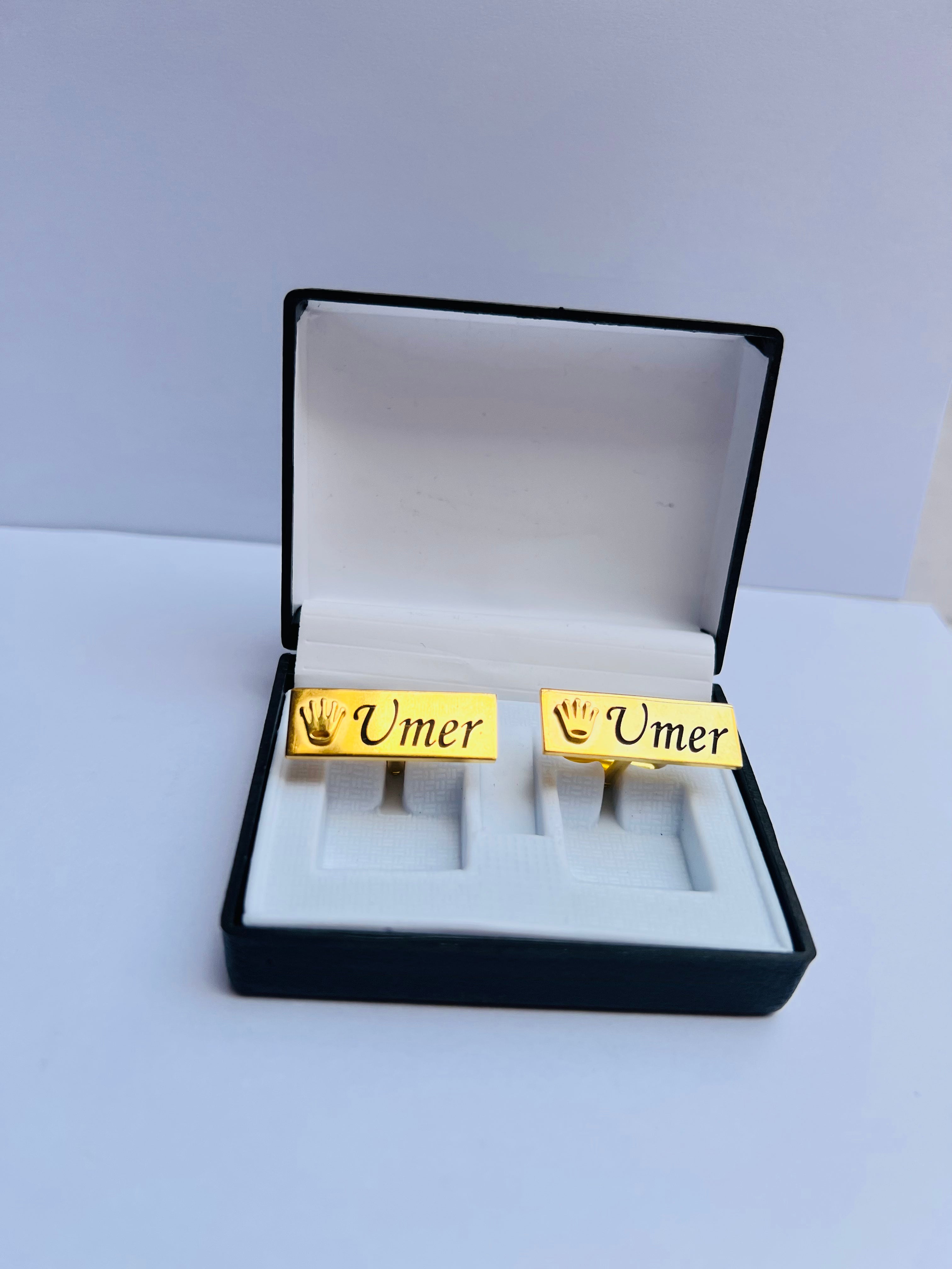 Customize Crown Engraved Name Cufflinks